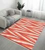 Orange Abstract Wool 5 ft x 7 ft Hand Woven Carpet