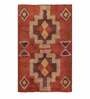 Orange Geometric Wool 8 ft x 10 ft Hand Tufted Carpet