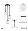Orb 3 Light Cluster Round Ceiling Pendant With Frosted White & Shine Brass