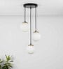 Orb 3 Light Cluster Round Ceiling Pendant With Frosted White & Shine Brass