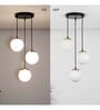 Orb 3 Light Cluster Round Ceiling Pendant With Frosted White & Shine Brass