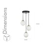 Orb 3 Light Cluster Round Ceiling Pendant With Frosted White & Shine Brass