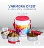 Varmora Orbit | Stainless Steel Lunch Box |Air- Tight Plastic Lid | PUF Exterior Insulation| 100% Food Grade & BPA-Free-230ml-3 pc- Pink