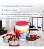 Varmora Orbit | Stainless Steel Lunch Box |Air- Tight Plastic Lid | PUF Exterior Insulation| 100% Food Grade & BPA-Free-230ml-3 pc- Pink