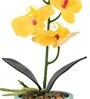 Orchids Blue & Yellow Ceramic & Plastic Artificial Plant With Pot