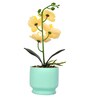 Orchids Blue & Yellow Ceramic & Plastic Artificial Plant With Pot