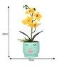 Orchids Blue & Yellow Ceramic & Plastic Artificial Plant With Pot