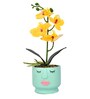 Orchids Blue & Yellow Ceramic & Plastic Artificial Plant With Pot