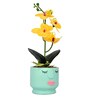 Orchids Blue & Yellow Ceramic & Plastic Artificial Plant With Pot