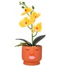 Orchids Rust & Yellow Ceramic & Plastic Artificial Plant With Pot
