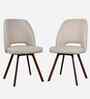 Oren Dining Chair With Walnut Finish In Beige Colour (Set Of 2)