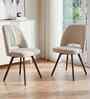 Oren Dining Chair With Walnut Finish In Beige Colour (Set Of 2)