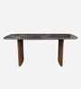 Oren Solid Rubber Wood 6 Seater Dining Table With Sintered Stone Marble Finish