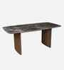 Oren Solid Rubber Wood 6 Seater Dining Table With Sintered Stone Marble Finish