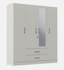 Organza 4 Door Wardrobe In Frosty White Finish with Mirror