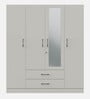 Organza 4 Door Wardrobe In Frosty White Finish with Mirror