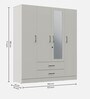 Organza 4 Door Wardrobe In Frosty White Finish with Mirror