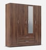 Organza Plus 4 Door Wardrobe In Walnut  Colour With Mirror