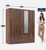 Organza Plus 4 Door Wardrobe In Walnut  Colour With Mirror