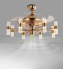 Ori Gold Aluminium and Crystal LED Smart Fan Chandelier