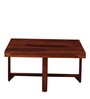 Oriel Sheesham Wood Nesting Coffee Table Set in Honey Oak Finish With Cushioned Stools