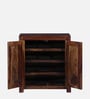 Oriel Sheesham Wood Shoe Cabinet In Scratch Resistant Provincial Teak Finish