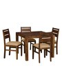 Oriel Sheesham Wood 4 Seater Dining Set with Cushioned Chairs in Provincial Teak Finish
