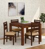 Oriel Sheesham Wood 4 Seater Dining Set with Cushioned Chairs in Provincial Teak Finish