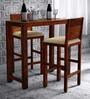 Oriel Sheesham Wood Bar Table Set in Honey Oak Finish With 2 Chairs