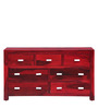 Oriel Sheesham Wood Chest of Drawers in Spicy Red Finish