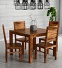 Oriel Sheesham Wood 4 Seater Dining Set In Rustic Teak Finish