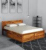 Oriel Sheesham Wood King Size Bed In Rustic Teak Finish With Drawer Storage