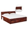 Oriel Solid Wood King Size Bed With Two Drawer Storage In Honey Oak Finish