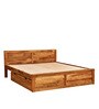 Oriel Sheesham Wood King Size Bed In Rustic Teak Finish With Drawer Storage