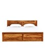 Oriel Sheesham Wood King Size Bed In Rustic Teak Finish With Drawer Storage