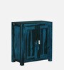 Oriel Sheesham Wood Shoe Cabinet In Ocean Blue Finish