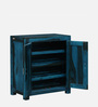 Oriel Sheesham Wood Shoe Cabinet In Ocean Blue Finish