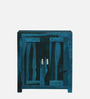 Oriel Sheesham Wood Shoe Cabinet In Ocean Blue Finish