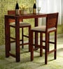 Oriel Sheesham Wood Bar Table Set in Honey Oak Finish With 2 Chairs