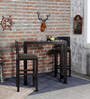 Oriel Solid Wood Two Seater Bar Set in Warm Chestnut Finish