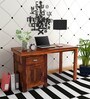 Oriel Sheesham Wood Writing Table In Dark Honey Oak  Finish