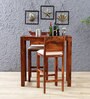 Oriel Sheesham Wood Bar Table Set in Honey Oak Finish With 2 Chairs
