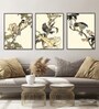 Oriental Bird Multicolor Canvas Framed Wildlife Art Panels Set of 3