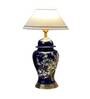 Oriental Floral Ceramic Lamp White Cloth Shade with Ceramic Base