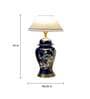 Oriental Floral Ceramic Lamp White Cloth Shade with Ceramic Base