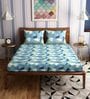 Blue Abstract 300 TC 100% Cotton Queen Sized Bed Sheets with 2 Pillow Covers