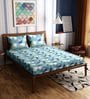 Blue Abstract 300 TC 100% Cotton Queen Sized Bed Sheets with 2 Pillow Covers