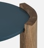 Orio Solid Wood Coffee Table In Natural Finish With Blue Fiber Top