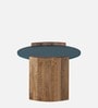 Orio Solid Wood Coffee Table In Natural Finish With Blue Fiber Top