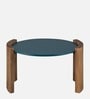 Orio Solid Wood Coffee Table In Natural Finish With Blue Fiber Top